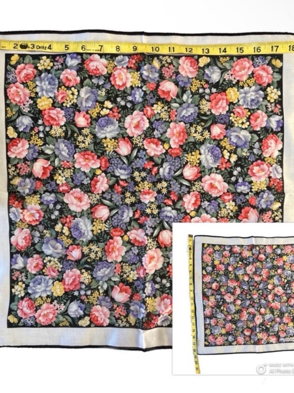 NWT Vintage YSL Yves Saint Laurent Floral Scarf Handkerchief - Picture 12 of 12